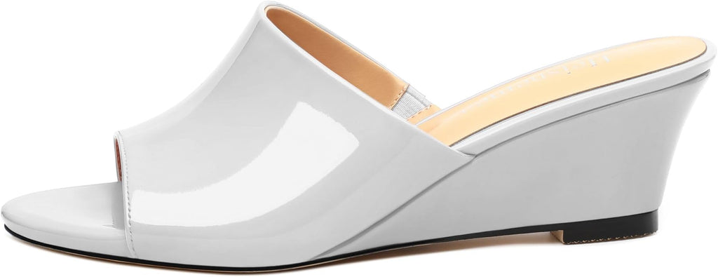 Wedge Sandals for Women Open Toe Wedge Heels Womens Matte High Heel Sandal Round Toe Heeled Wedge Sandals Slip on Casual shoes 2 inch