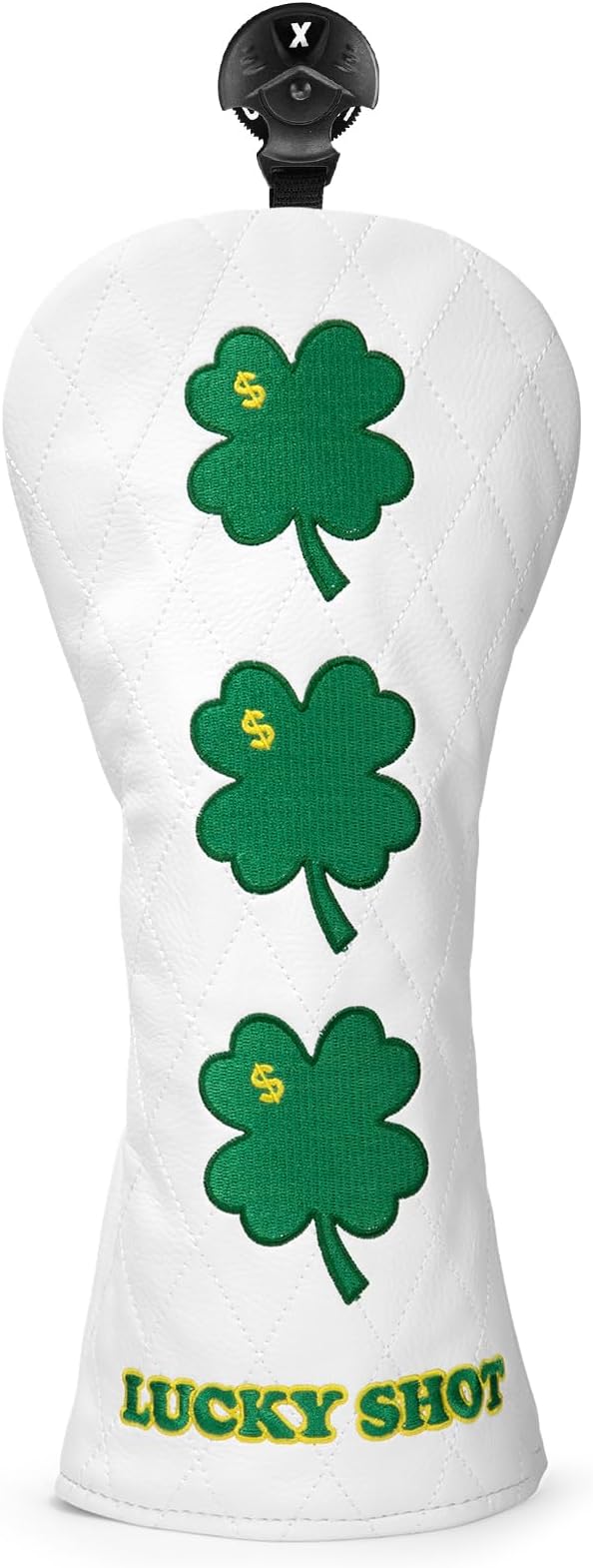 Golf Club Covers, 1pc or 3pcs Golf Headcovers Set 1 3 h, White PU Leather Driver Headcover, 3 Wood Cover, Hybrid Headcover Lucky Clover Style Golf Club Protective Case