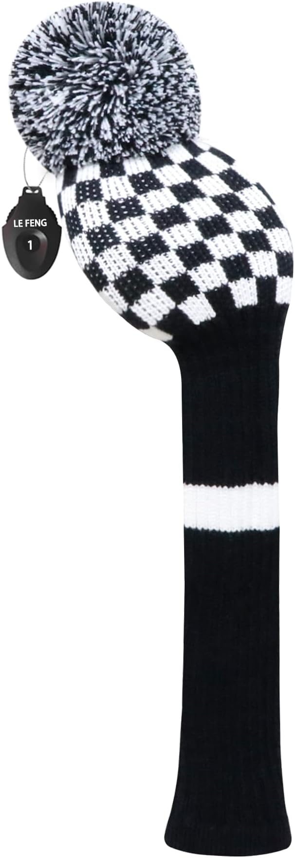 LeFeng 1Pcs Golf Club Cover, Knitted Golf Head Cover for 460cc Driver Fairway Woods and Hybrid with Cute Pom Pom and Number Tag