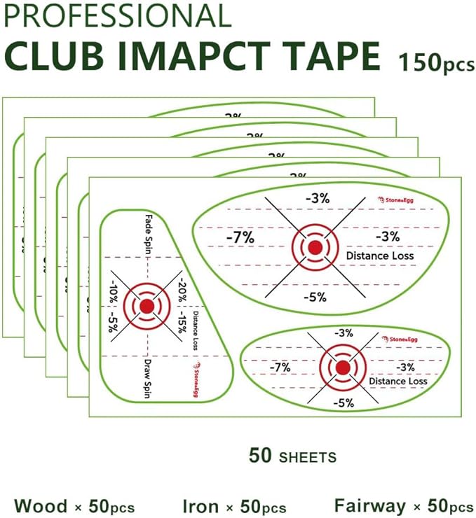Golf Impact Tape, Self-Teaching Sweet Spot and Consistency Analysis, Golf Club Impact Stickers for Iron, Wood & Fairway Clubs, Non-Residue, Swing Training Aid Impact Labels