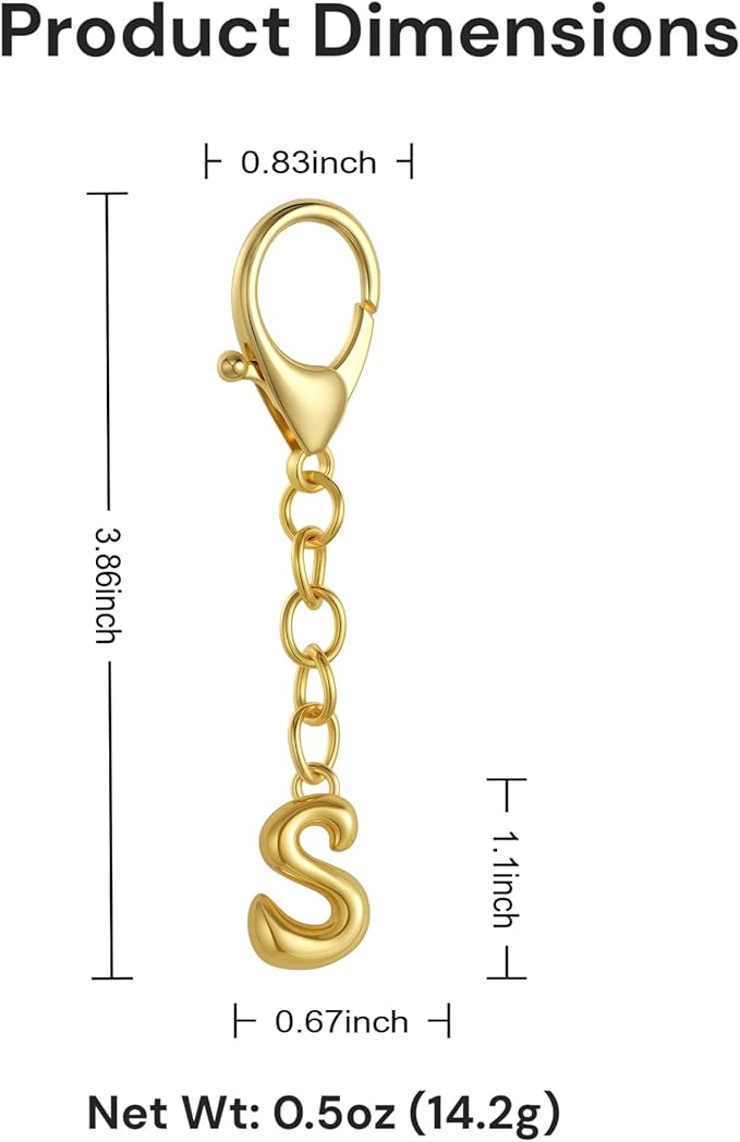 Bubble Gold Letter Bag Charms for Women, Cute Initial Keychain for Handbags, Purse Charms Birthday Christmas Gifts