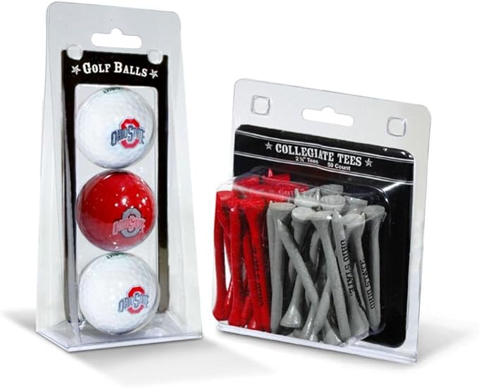 Team Golf NCAA Logo Imprinted Golf Balls (3 Count) & 2-3/4" Regulation Golf Tees (50 Count), Multi Colored