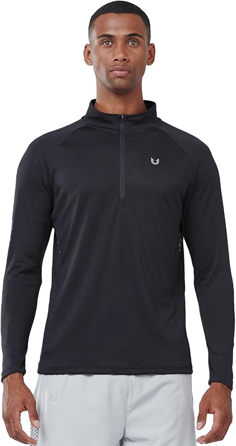 NORTHYARD Quarter Zip Pullover Men Running Shirt Long Sleeve Moisture Wicking Quick Dry Athletic Workout Shirts
