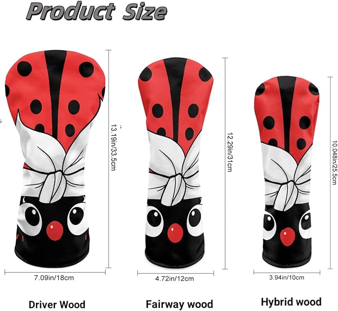 Golf Club Head Covers for Club Protective, Waterproof PU Leather Driver Fairway Wood Hybrid Head Cover