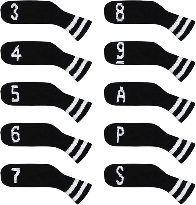 Scott Edward 10 Pcs Golf Club Head Covers for Irons Cuteness Basically Socks Shape Washable Durable Golf Club Head Protector Double Sided Knit Suitable for Most Brands