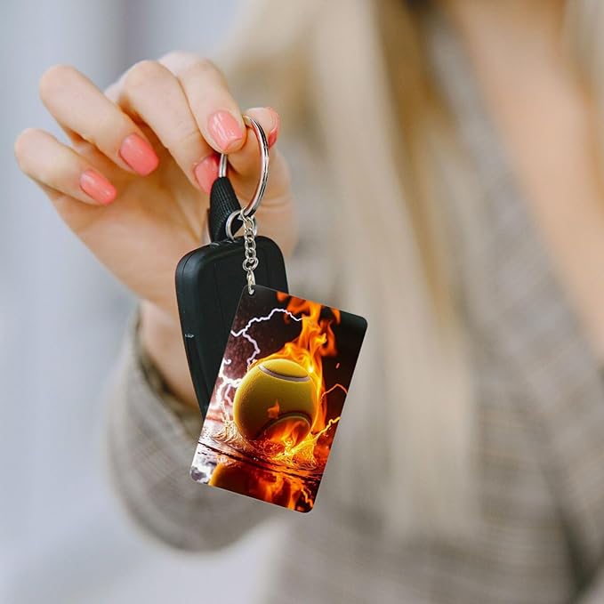 Keychain - Rectangular Acrylic Keychain Daily Key Ring Car Key Fob Holder 2X3 Inch