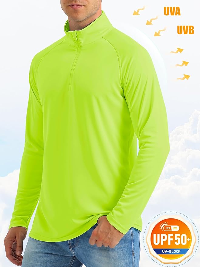 MAGCOMSEN Men's Long Sleeve Sun Shirts UPF 50+ Tees 1/4 Zip Up Fishing Running Rash Guard T-Shirts Outdoor Shirt
