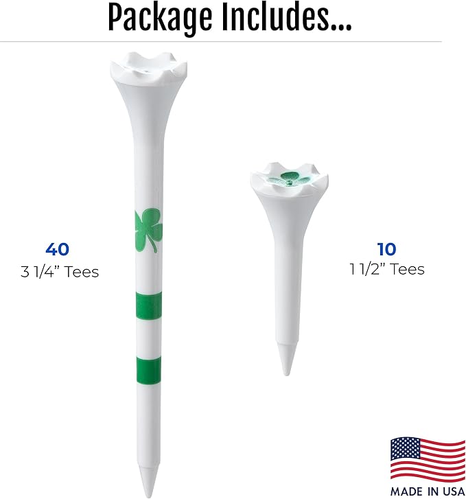NorthPointe Golf Tees Plastic Combo Length Pack of 50 Includes (40 Count) 3 ¼” Plastic Golf Tees + (10 Count) 1½ Plastic ShortTees for Irons, Hybrids, Par Threes