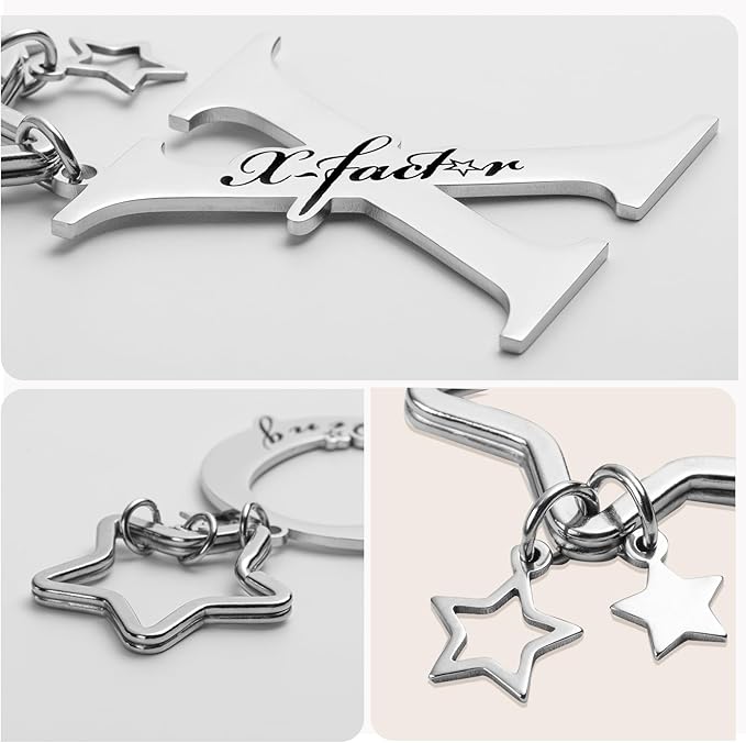 Qunrwe Stainless Steel Initial Letter A-Z Keychain,Inspirational Gifts for Women Men Friends Daughter Son Sister Dad Mom