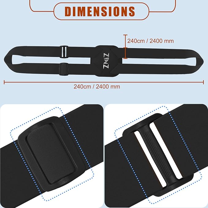 ZINZ Luggage Strap, High Elastic Suitcase Belt Adjustable Bag Bungees for Easier Travel，Black