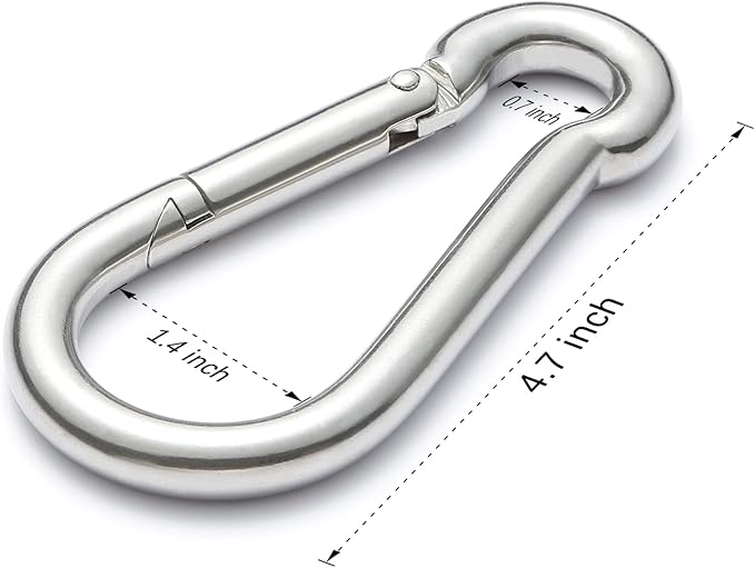 sprookber Stainless Steel Spring Snap Hook Carabiner - 304 Stainless Steel Clips, Set of 6