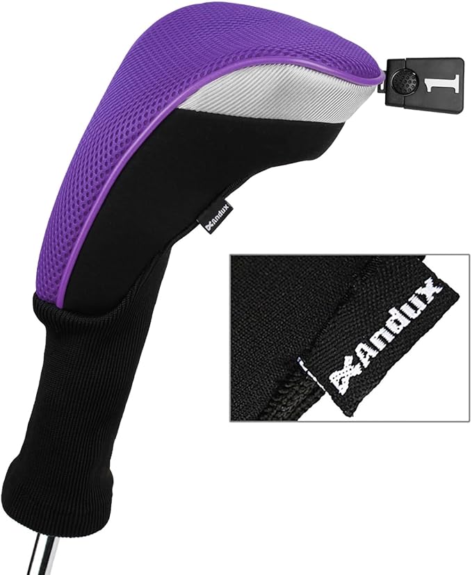 Andux 5pcs/Set Mesh Golf 460cc Driver Fairway Wood Club Head Covers Long Neck with No. Tags