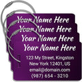 Customized Luggage Tags for Suitcases - Anodized Aluminum Luggage Tags - Laser Engraved Metal SuitcaseTags Pack of 4 (Purple, 2x3.5)