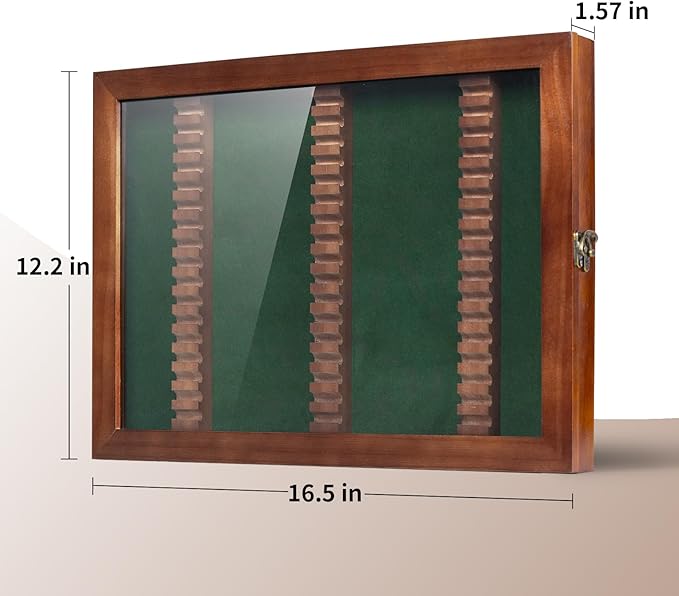 Golf Pencil Display Case Holds 51 Round or Octagonal Golf Pencils Wood Wall Mount Clear Display Case with Acrylic Dust UV Cover