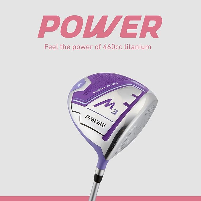 Precise M3 Complete Womens Golf Clubs Set, Includes Driver, Fairway, Hybrid, 7-PW Irons, Wedge, Putter, Stand Bag, 3 H/C's Purple, Golf Clubs Women Right Handed, Comes in 3 Sizes