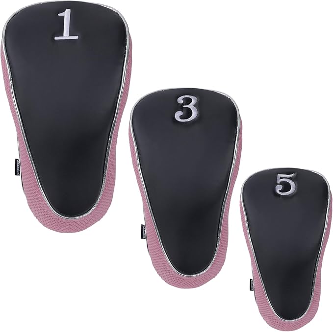 Andux Golf Club Driver Wood Head Covers with Hook & Loop Set of 3