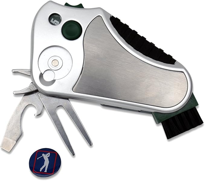 Golfer's Best Tool – 6-in-1 Golf Multitool for Men & Women | Stroke Counter, Divot Repair, Brush, Ball Marker, Cleat Tightener, Club Cleaner | Compact Golf Gift & Souvenir