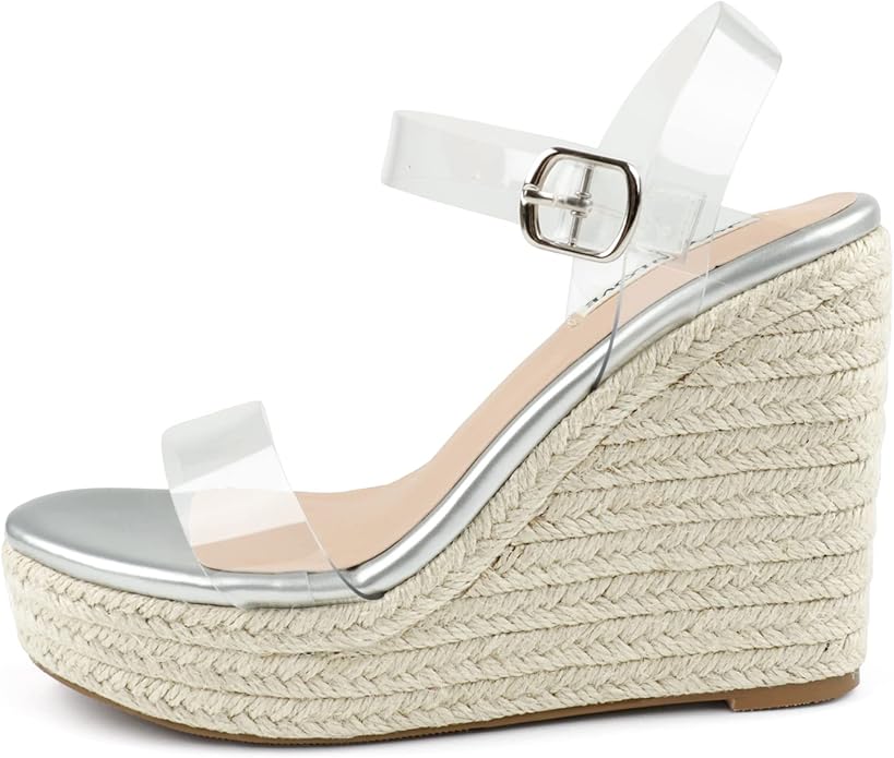 JOY IN LOVE Womens Espadrilles Wedge Sandals Platform Heels Ankle Strap Open Toe Buckle Sandals