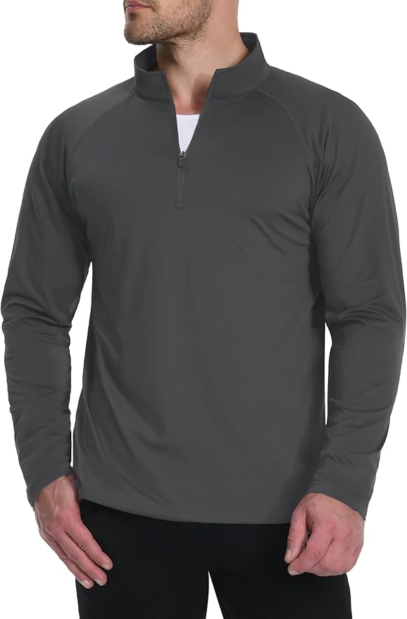Boladeci Men's Quarter Zip Pullover Premium Fleece Lined Long Sleeve Golf Shirts Warm Hiking Shirts Lightweight Sweatshirts