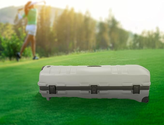 SKB Staff ATA Hard Shell Plastic Golf Travel Case for Cart Bags with Wheels - Heavy-Duty Rolling Club and Driver Carrier for Airline Transport, Impact-Resistant with TSA Locking Latches