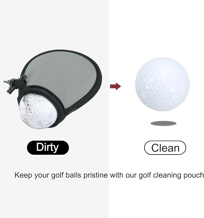 PATIKIL Golf Ball Washer Pouch, Portable Golf Balls Cleaner Pocket Bag with Hanging Clip for Golf Exercise