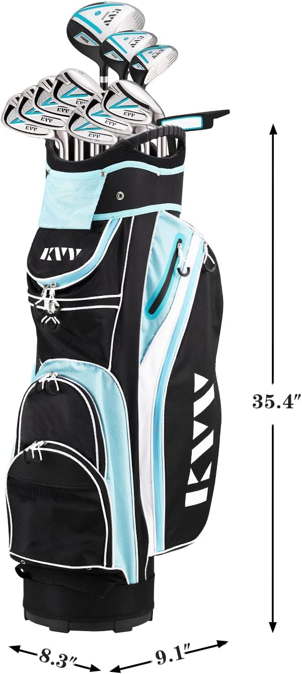 KVV Premium Right Hand Golf Club Set 11-Piece Set for Women, Including Driver, Fairway, Hybrid, 5#-P# Irons, Putter Steel Shaft Regular Flex Golf Clubs, with/Without Golf Bag