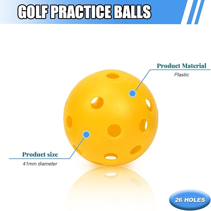 Plastic Golf Balls Practice Limited Flight Golf Training Ball Hollow Swing Practice Indoor Golf Balls with Mesh Drawstring Bag for Backyard Driving Range or Outdoor