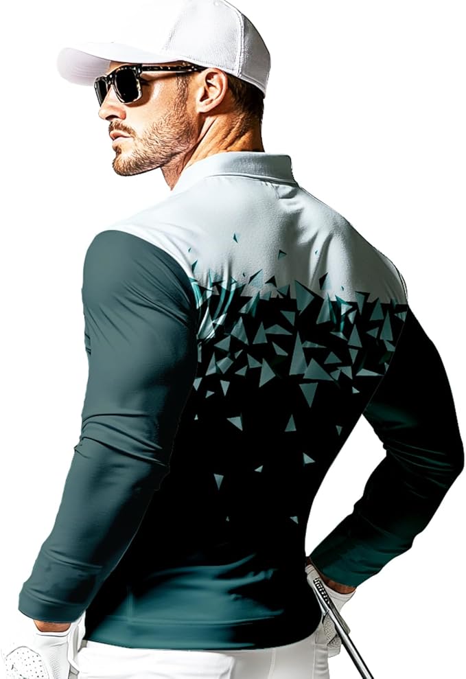 Men's Long Sleeve Golf Shirt Quick Dry 3 Button Work Fishing Outdoor Casual Collar Shirt