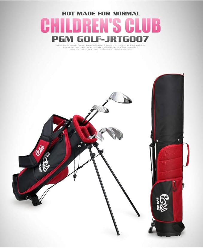 PGM Junior Golf Club Complete Set for Children Kids, 5 Golf Clubs with Stand Bag and 2 Headcovers for Boys & Girls, Right Hand