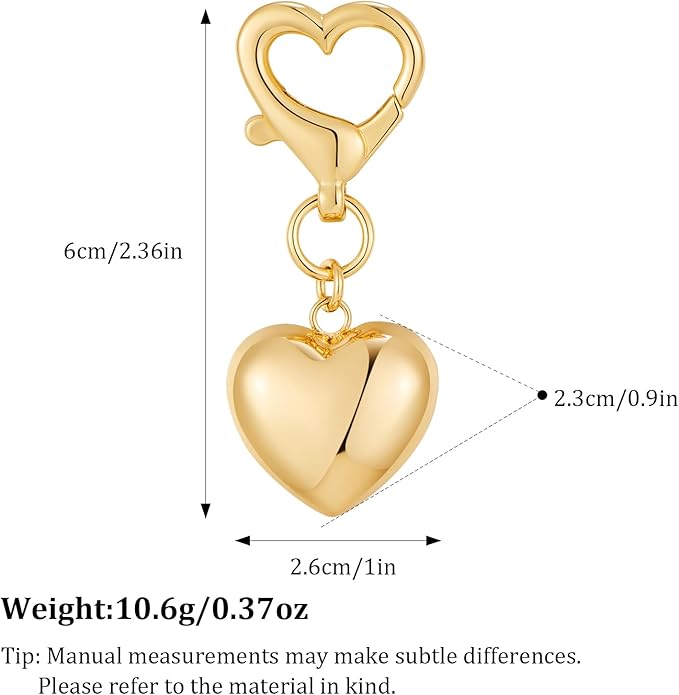 Gold Charm Heart Keychain for Women Bagchain Gold Fashion Keychains Accessories