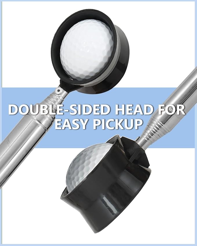 Telescopic Golf Ball Retriever (9/12ft) | Picker Upper Tool | Premium Stainless Steel & Double-Sided Head