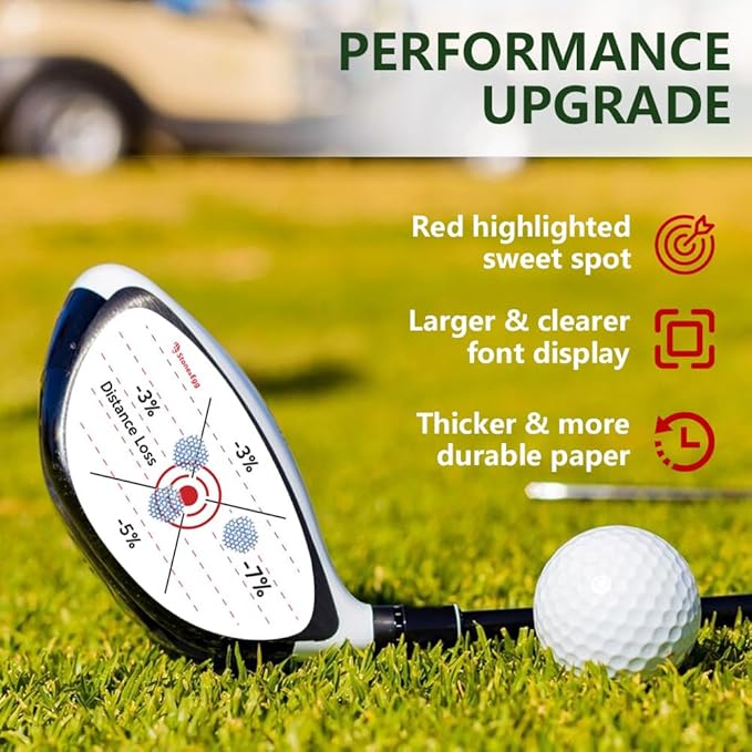 Golf Impact Tape, Self-Teaching Sweet Spot and Consistency Analysis, Golf Club Impact Stickers for Iron, Wood & Fairway Clubs, Non-Residue, Swing Training Aid Impact Labels