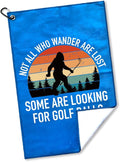 Not All Who Wander are Lost Polyester Printed Golf Towel for GolfBag, Funny Golf Gifts & Accessories for Men Women Golfs Fan Dad Grandpa, GolfLover Retirement Birthday Gifts (Blue)