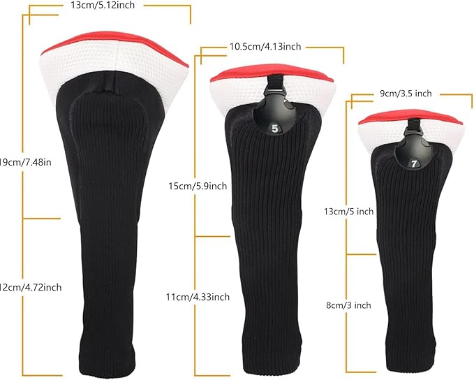 3pcs Nylon Golf Head Covers with Interchangeable Tags, Elastic Self-Fixing Closure, Durable Golf Accessories for Fairway & Driver Clubs