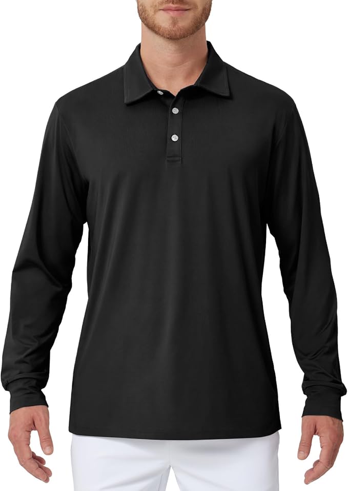 NAVISKIN Men's Polo Shirts Long Sleeve Golf Shirts with Collar UPF 50 SPF Shirt for Men Quick Dry Moisture Wicking