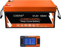 CHINS 48V 100AH LiFePO4 Lithium Battery, Built in 200A BMS with 10 Yrs Lifespan, Perfect for Golf Cart, Trolling Motor, Solar System, RV, Marine
