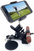Golf Bag Phone Holder, Phone Caddy for Golf Cart Record Your Golf Swinging Two 360°Fully Adjustable Golf Cart Phone Mount Clip with Golf Glove Holder for Fishing Grilling Riding Golf Gifts for Men