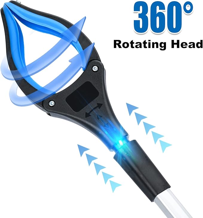 6 Pack Grabber Reacher Tool,32 Inch Foldable Reacher Grabber Pickup Tool with Strong Grip Magnetic,360°Rotating Anti-Slip Jaw,Trash Claw Grabber Tool,Grabbers for Seniors for Outdoor & Indoor (Blue)