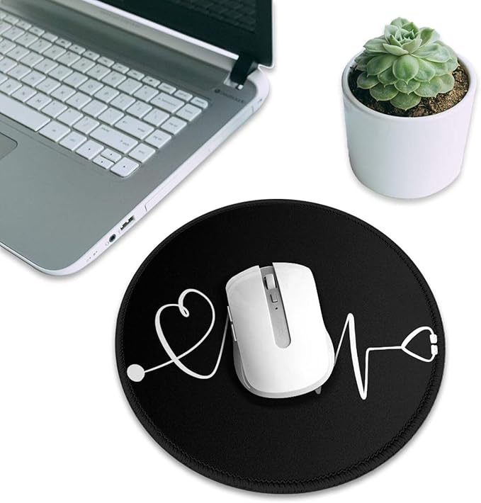 Nurse Rn Mouse Pad, Heartbeat Stethoscope Mouse Pads for Desk, Stitched Edge Mousepad with Non-Slip Rubber Base, Gaming Mouse Mat for Computer Laptop Home Office