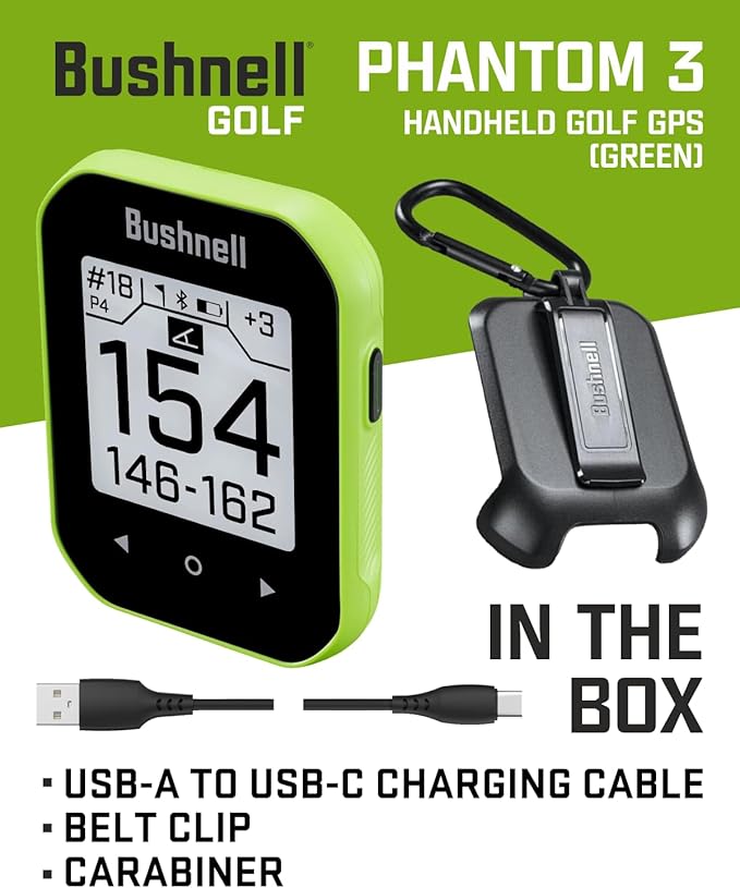 Wearable4U - Bushnell Phantom 3 GPS Rangefinder Green with BITE Magnetic Mount and GreenView with Lens Cleaning Cloth Bundle