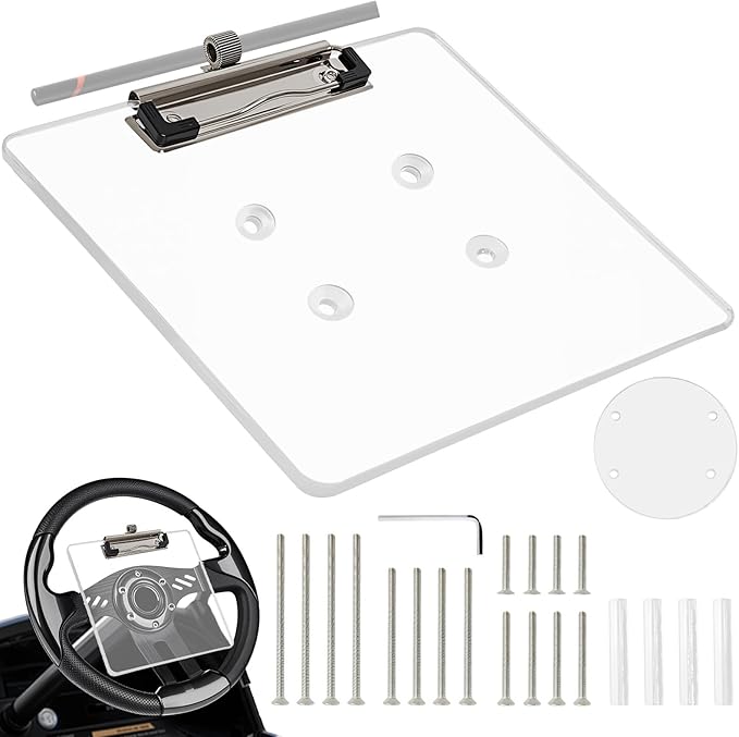 Golf Cart Scorecard Holder with Pen Holder on Golf Cart Steering Wheel for EZGO Club Car Yamaha Golf Carts（Note Do Not Include Golf Cart Steering Wheel