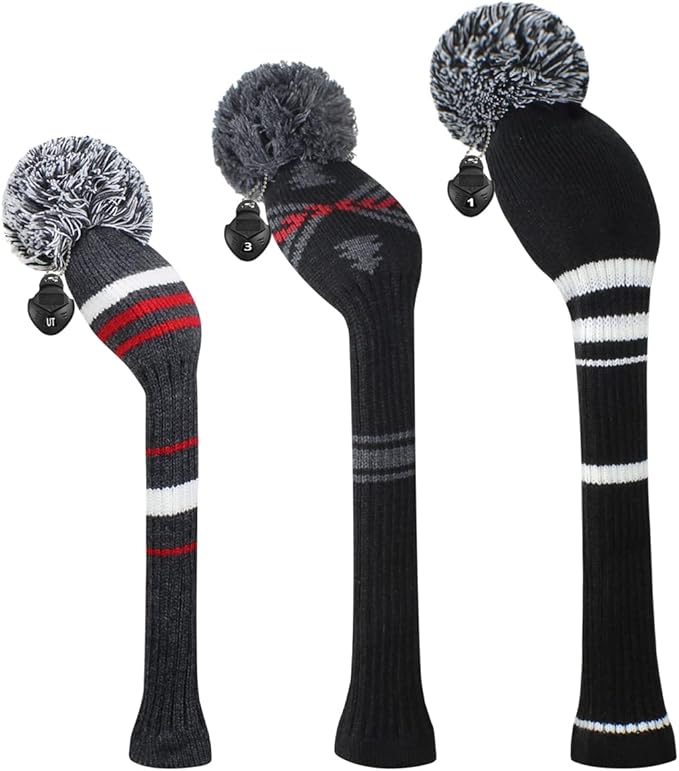 Scott Edward Knit Golf Head Covers for Woods Set of 3 Fits Well Driver(460cc) Fairway Wood and Hybrid(UT) The Perfect Change for Golf Bag