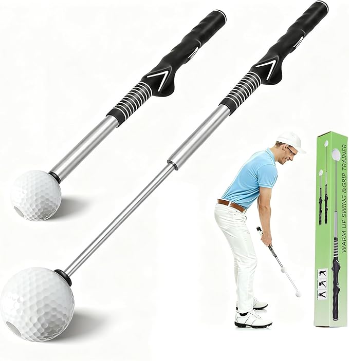 Retractable Golf Swing Trainer with Click Stick - Right-Handed Golf Grip Trainer & Swing Training Aid for Rhythm and Tempo Practice