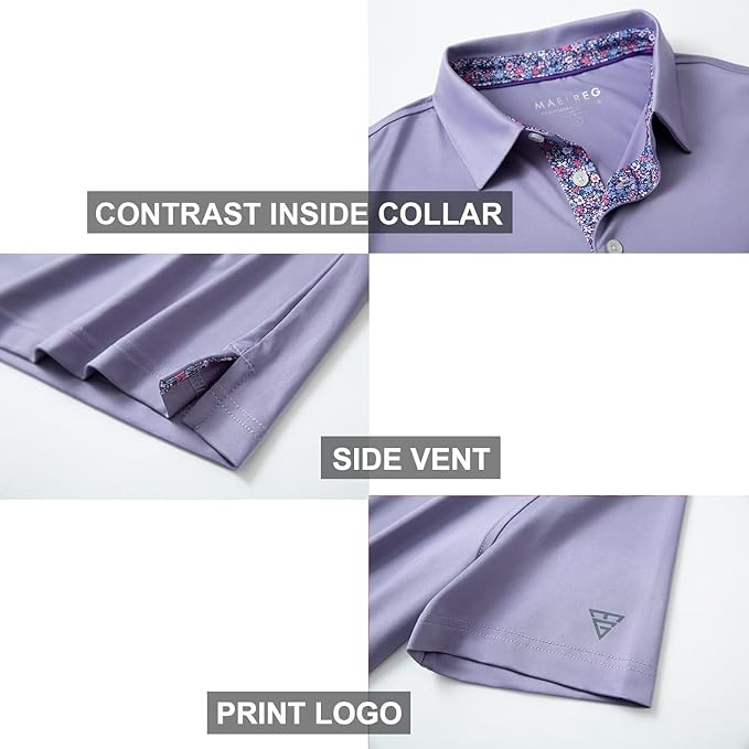 Mens Polo Shirts Short and Long Sleeve Casual Solid Stylish Dry Fit Performance Designed Collared Golf Polo Shirts for Men