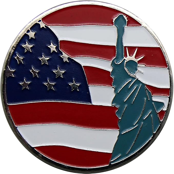 USA Flag Golf Ball Marker with USA Flag Hat Clip