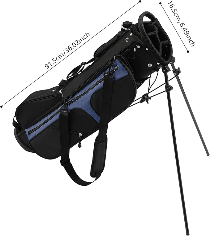 3-Way Divider Golf Stand Bag, 5-Pocket Lightweight Carrier Portable Backpack Compact Organizer Freestanding Golf Club Storage for Outdoor Practice Training Tournament
