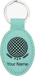 LaserGram Oval Keychain, Golf Ball, Personalized Engraving Included (Basketball Teal)