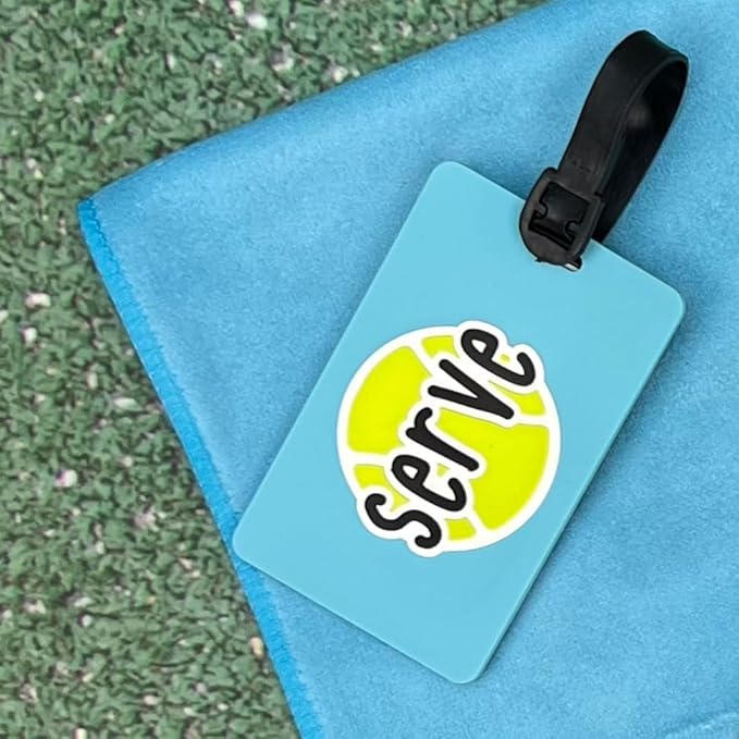 Tennis Bag Tag – Serve Design, Flexible Silicone Luggage Tag, Waterproof & Durable, Secure Strap for Quick Bag Identification, Ideal Gift for Tennis Players