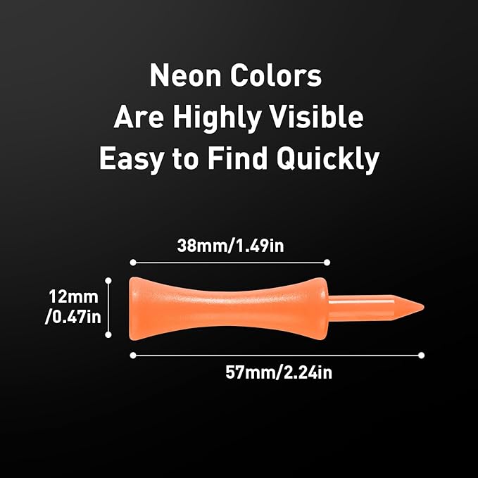 FINGER TEN Golf Castle Tees Plastic 2 1/4 Inch with Stopper for Consistent Height Value 50 Pack, Short Durable Tee for Par 3 Holes in Orange Purple Pink for Men Women