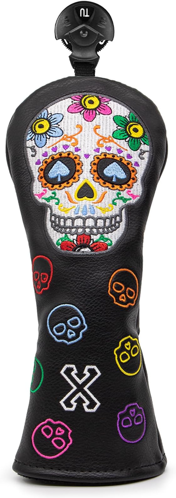 Montela Golf Club Covers,Colorful Skeleton Putter Cover Driver Covers Fairway Wood Headcover Hybrid Cover Leather Blade Putter Headcover Mallet for Brand